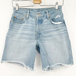 Levi's 501 90s Denim Jean Shorts Womens Size 25 Light Wash Distressed Button Fly